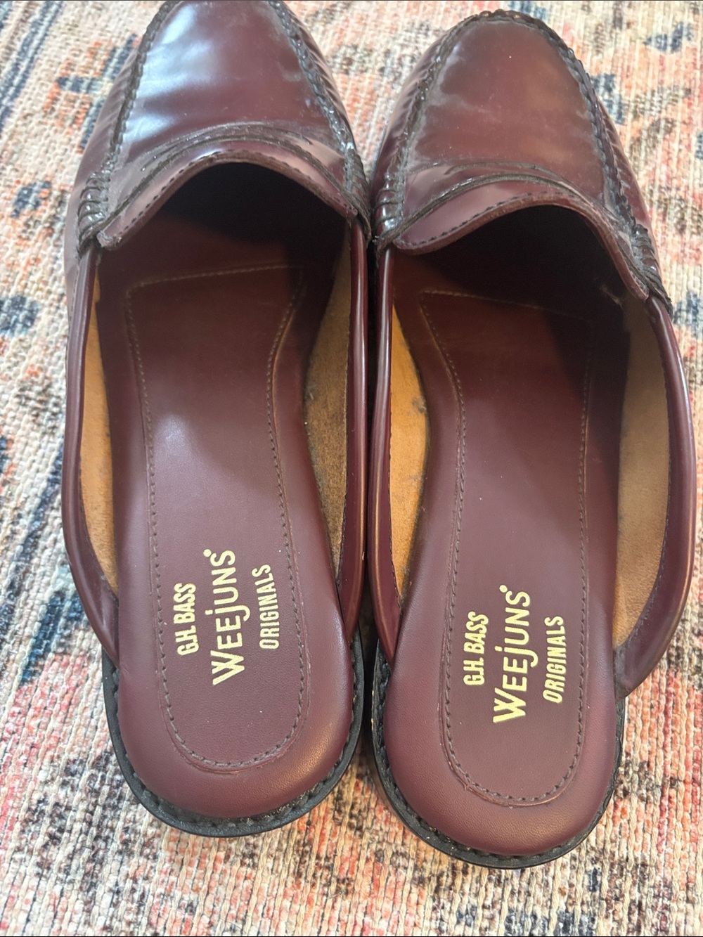 GH Bass Penny Loafer Mules in Burgundy Leather - Picture 3 of 4